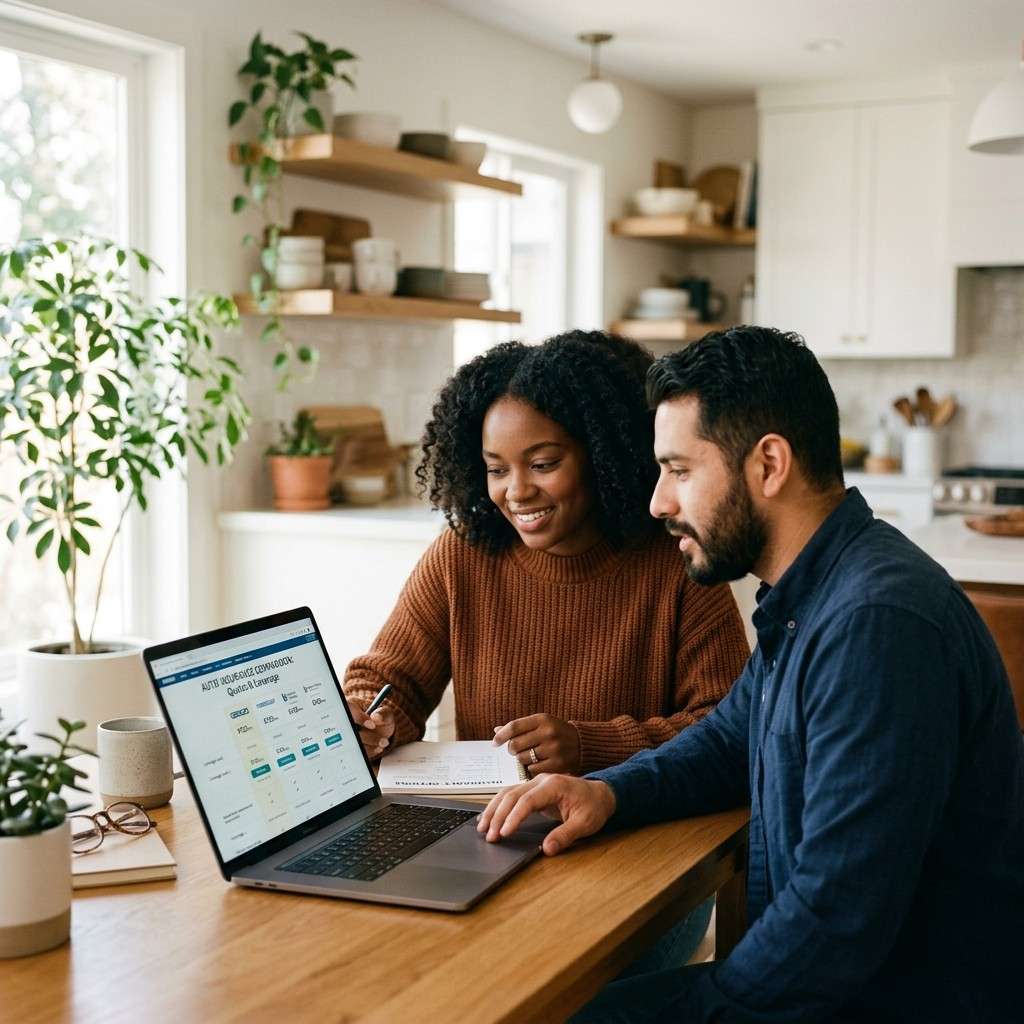 Couple reviewing auto insurance options together